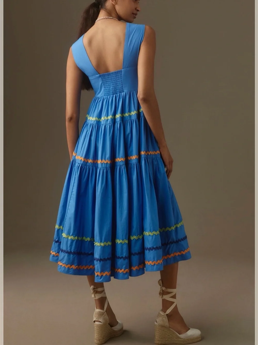 Anthropologie The Helena Square Neck Tiered Midi Dress NWT! - Picture 6 of 16